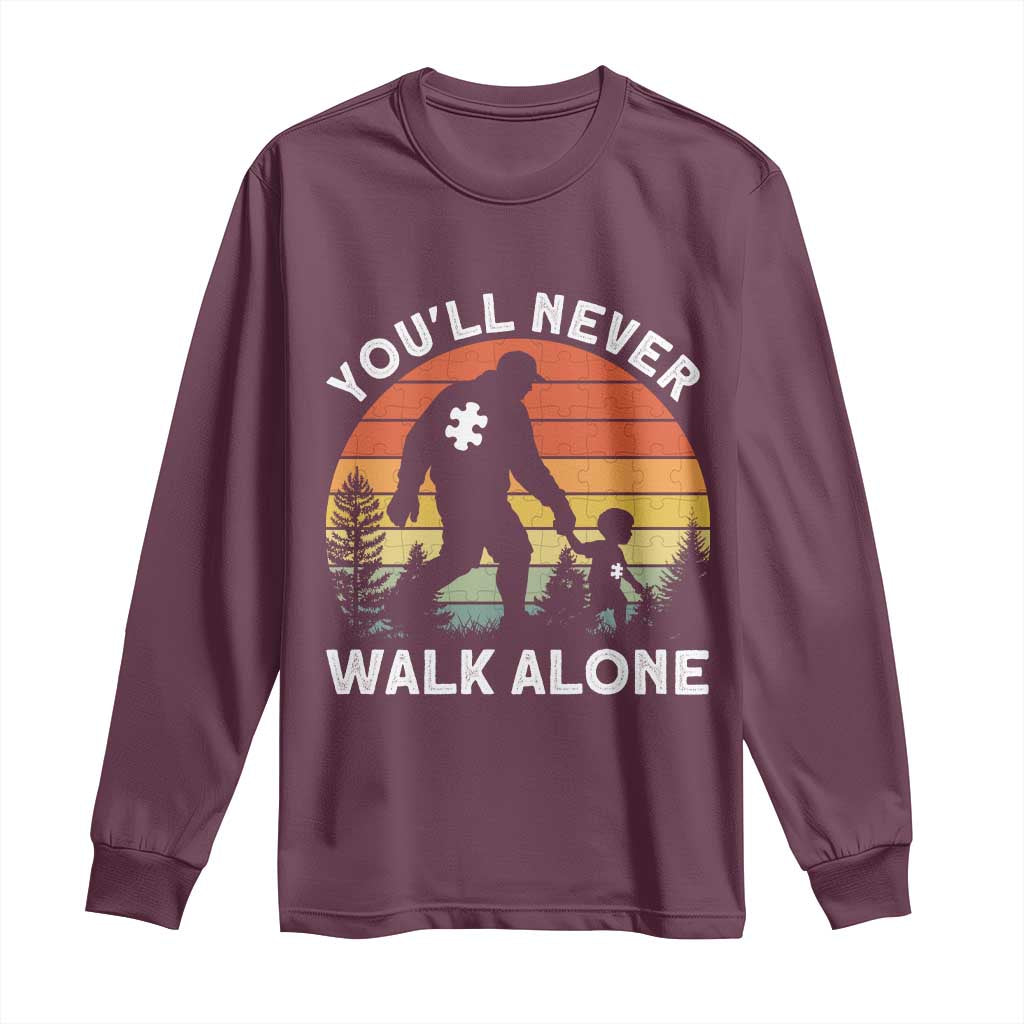 Autism Acceptance Long Sleeve Shirt Autism Dad You'll Never Walk Alone Support