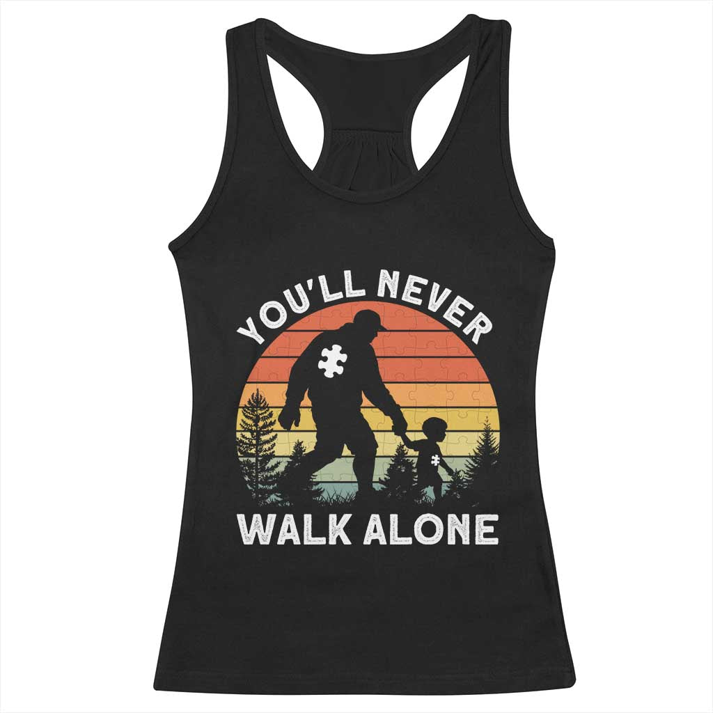 Autism Acceptance Racerback Tank Top Autism Dad You'll Never Walk Alone Support