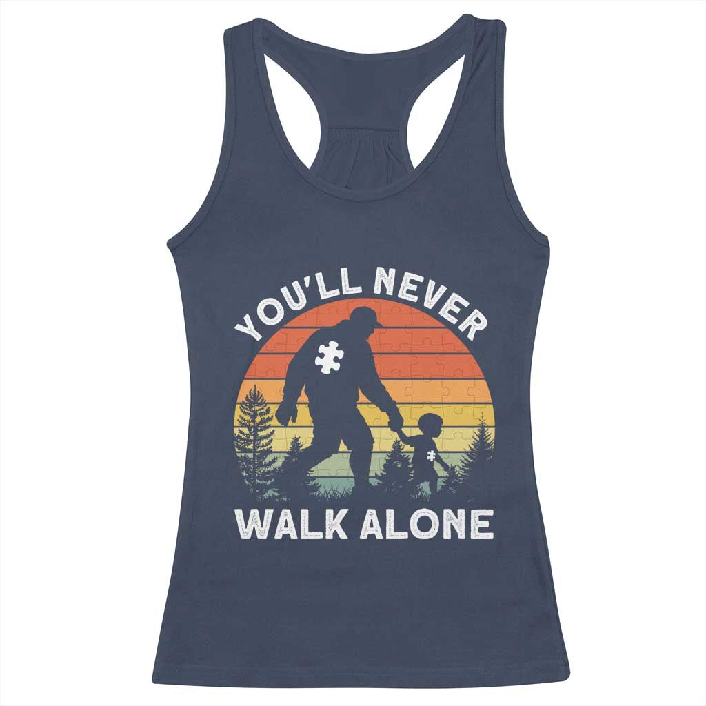 Autism Acceptance Racerback Tank Top Autism Dad You'll Never Walk Alone Support