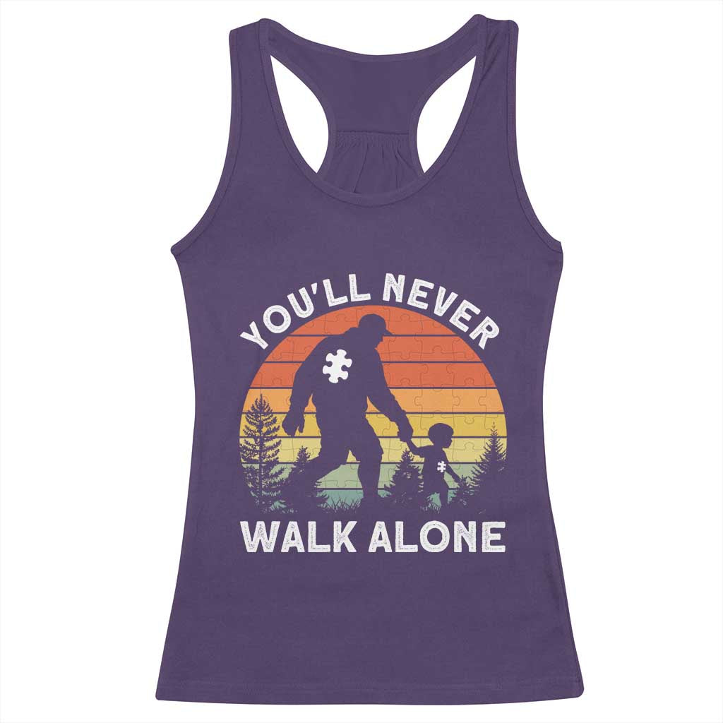 Autism Acceptance Racerback Tank Top Autism Dad You'll Never Walk Alone Support