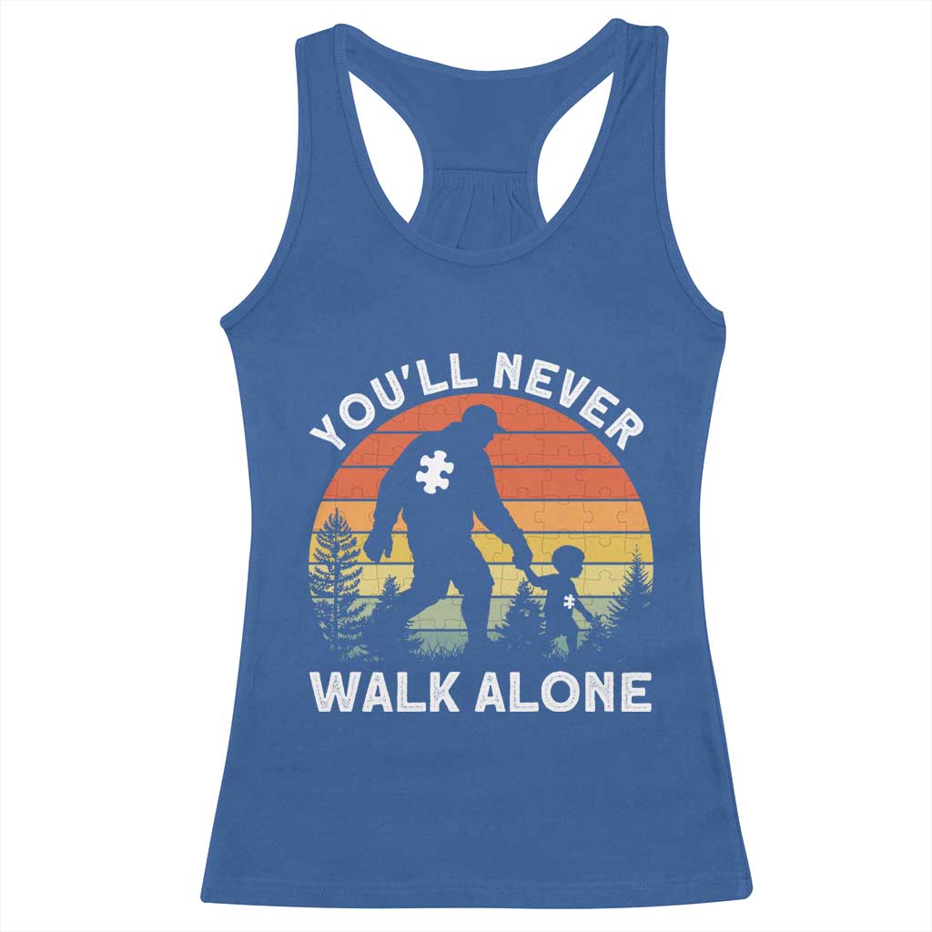 Autism Acceptance Racerback Tank Top Autism Dad You'll Never Walk Alone Support