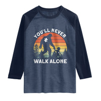Autism Acceptance Raglan Shirt Autism Dad You'll Never Walk Alone Support