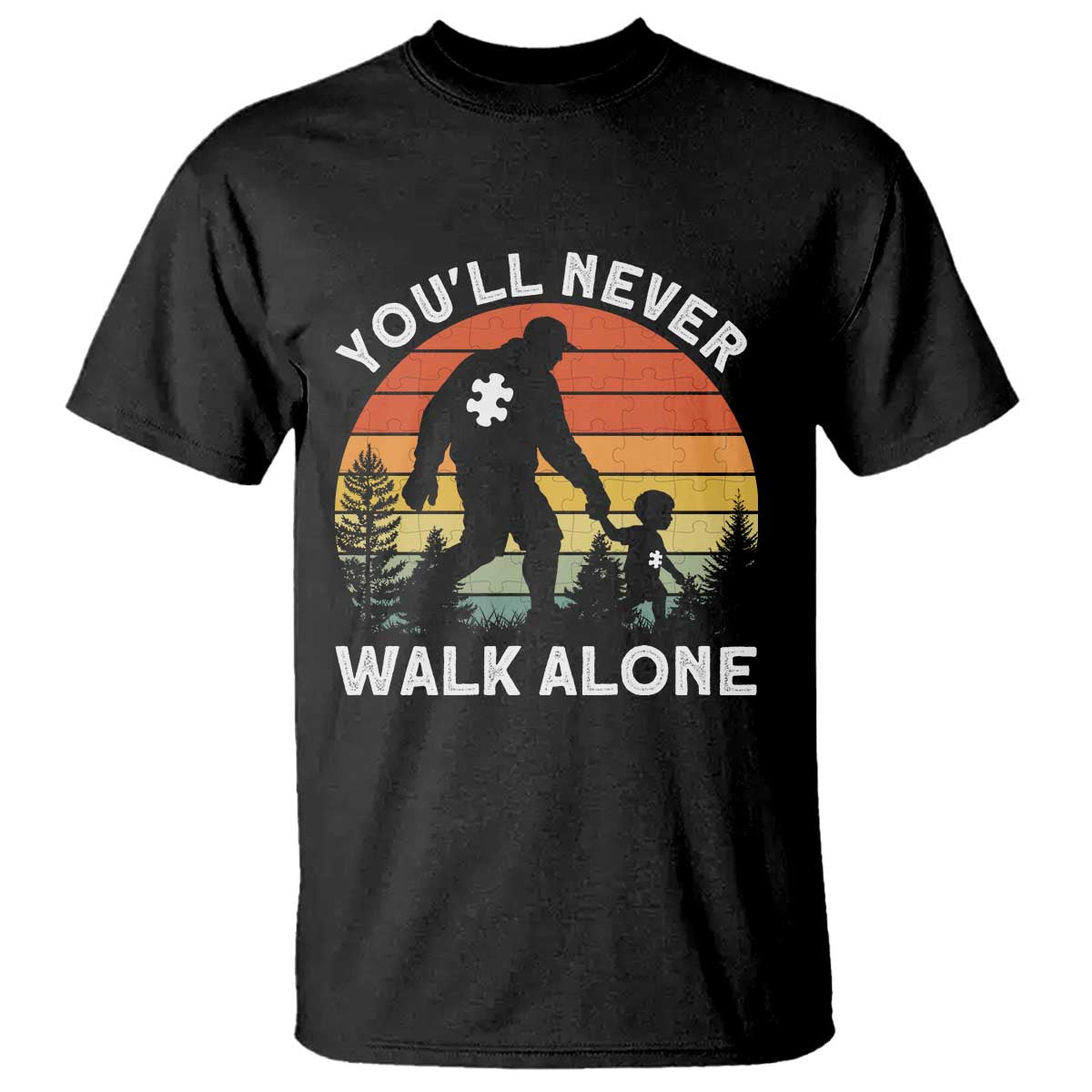Autism Acceptance T Shirt Autism Dad You'll Never Walk Alone Support