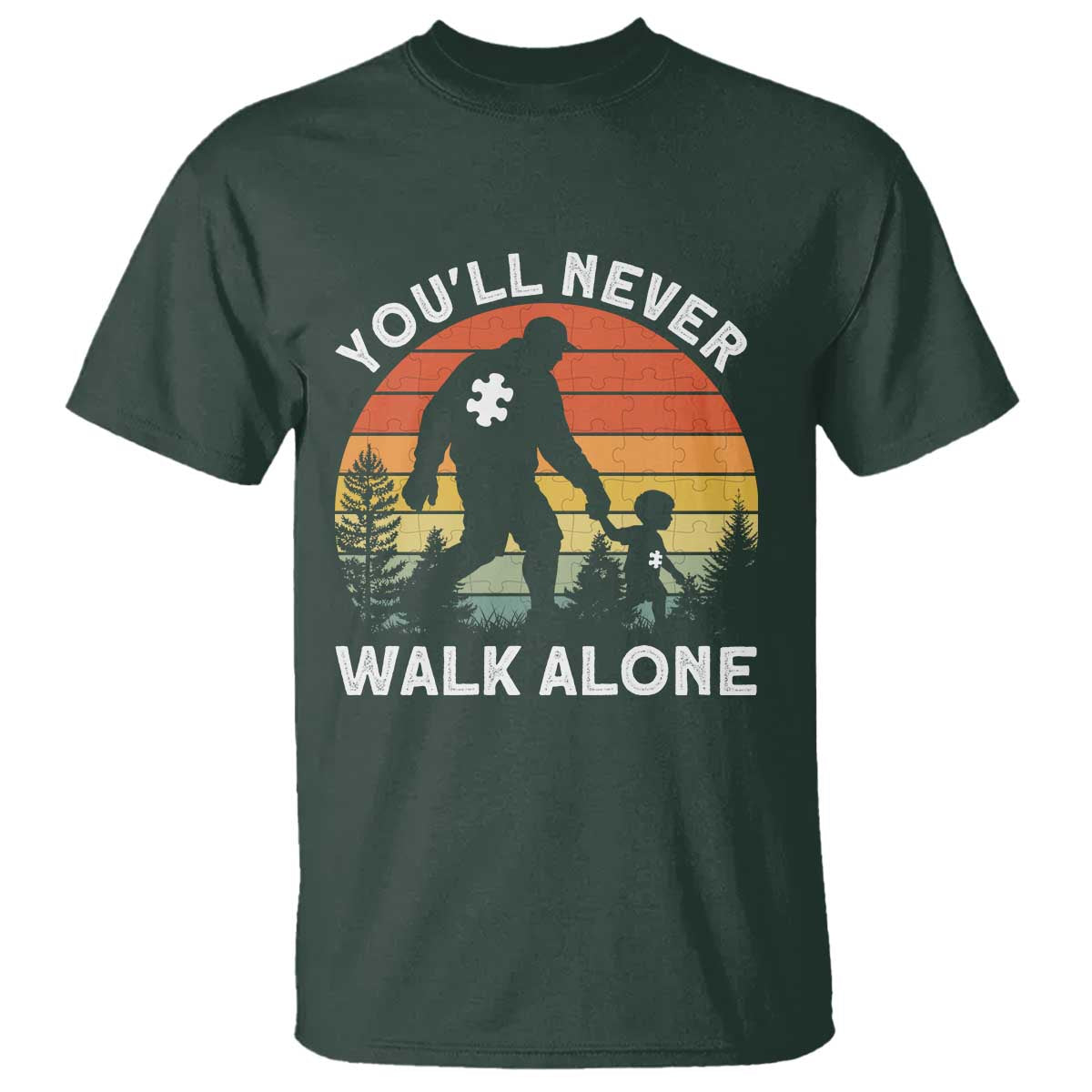 Autism Acceptance T Shirt Autism Dad You'll Never Walk Alone Support