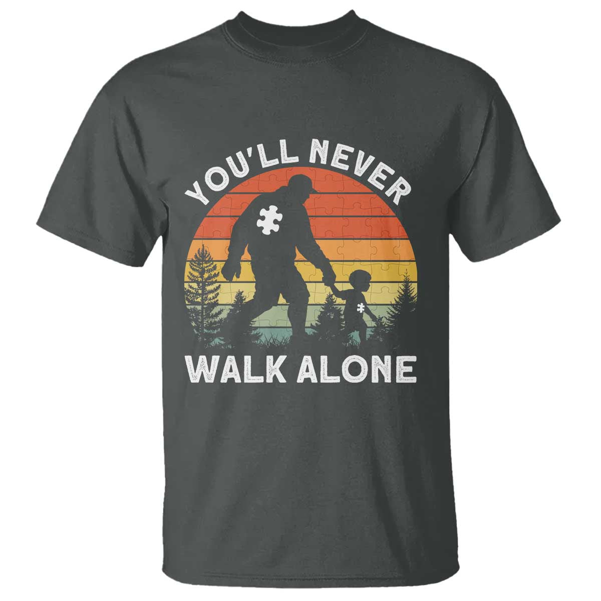 Autism Acceptance T Shirt Autism Dad You'll Never Walk Alone Support