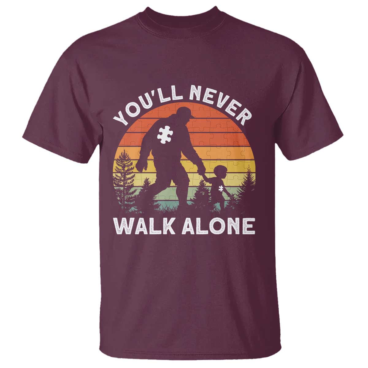 Autism Acceptance T Shirt Autism Dad You'll Never Walk Alone Support