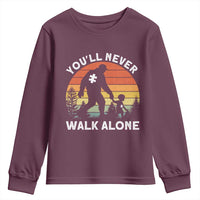 Autism Acceptance Youth Sweatshirt Autism Dad You'll Never Walk Alone Support