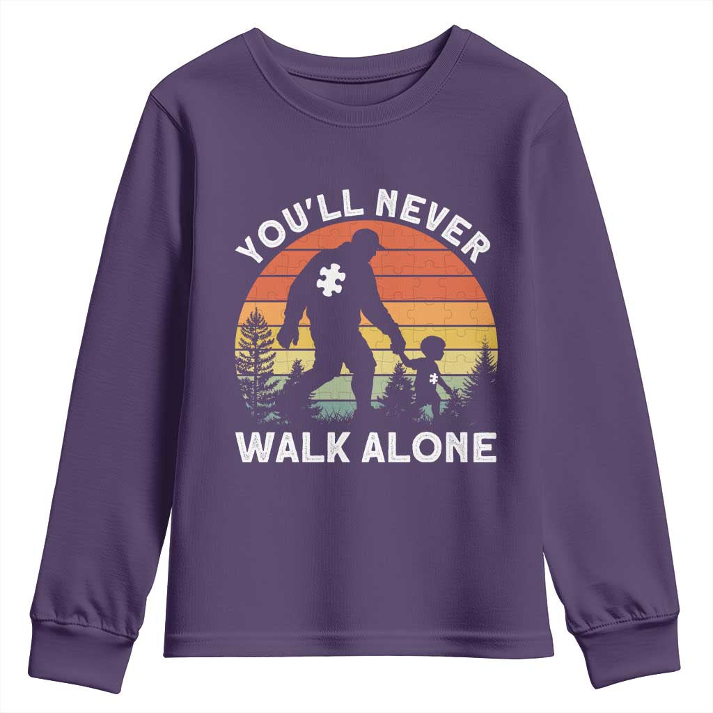 Autism Acceptance Youth Sweatshirt Autism Dad You'll Never Walk Alone Support