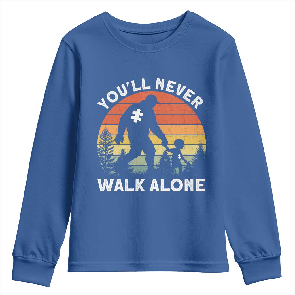 Autism Acceptance Youth Sweatshirt Autism Dad You'll Never Walk Alone Support