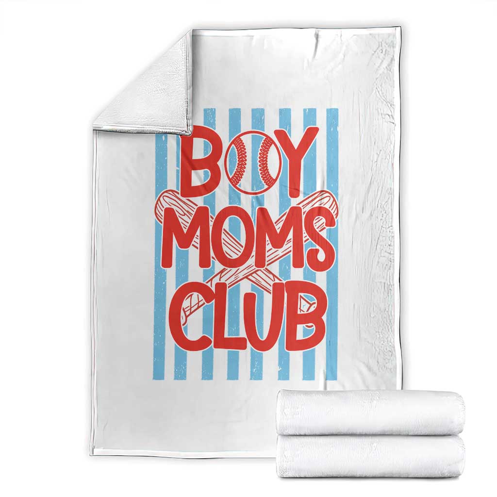 Boy Moms Club Throw Blanket Funny Motherhood Baseball Gift For Mom