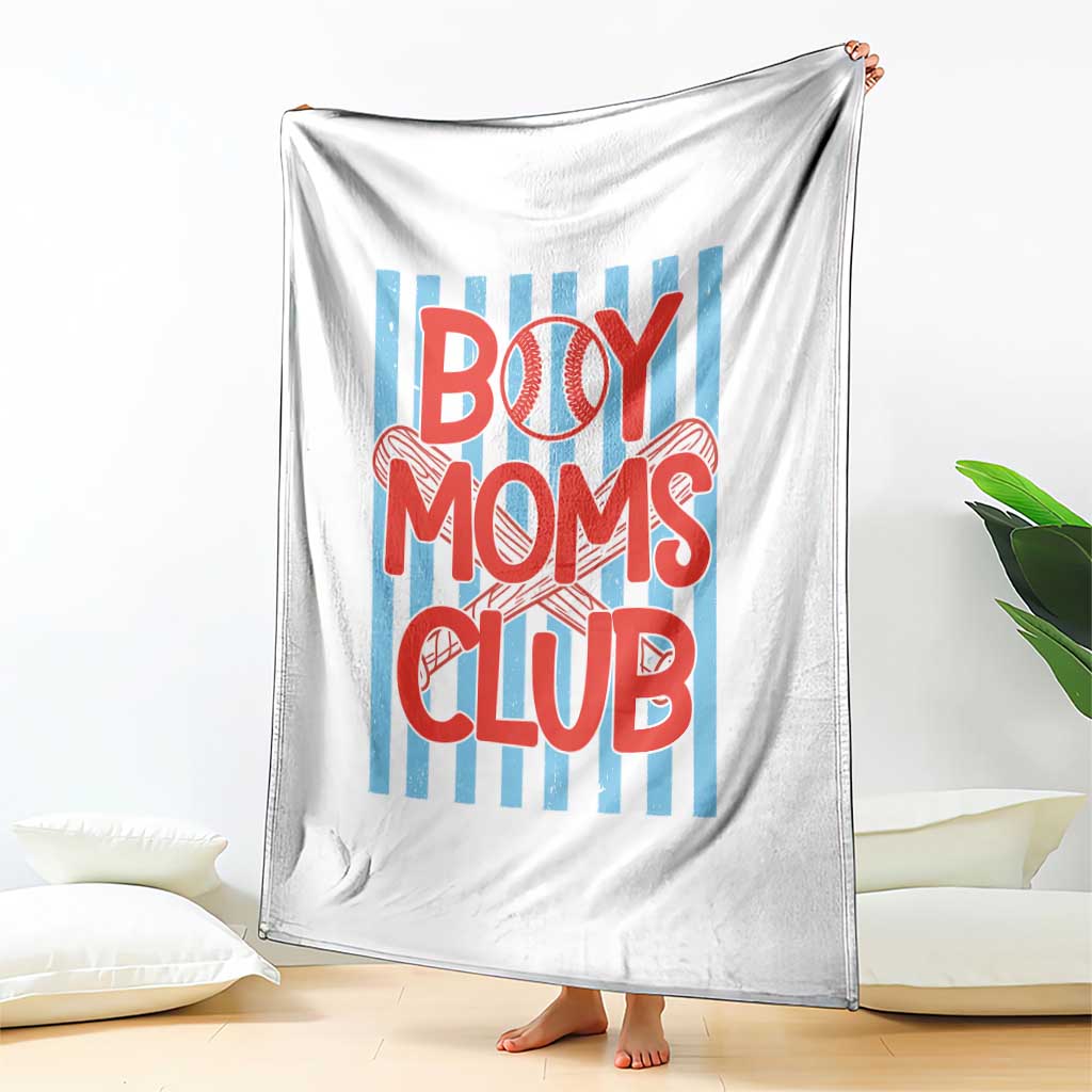 Boy Moms Club Throw Blanket Funny Motherhood Baseball Gift For Mom