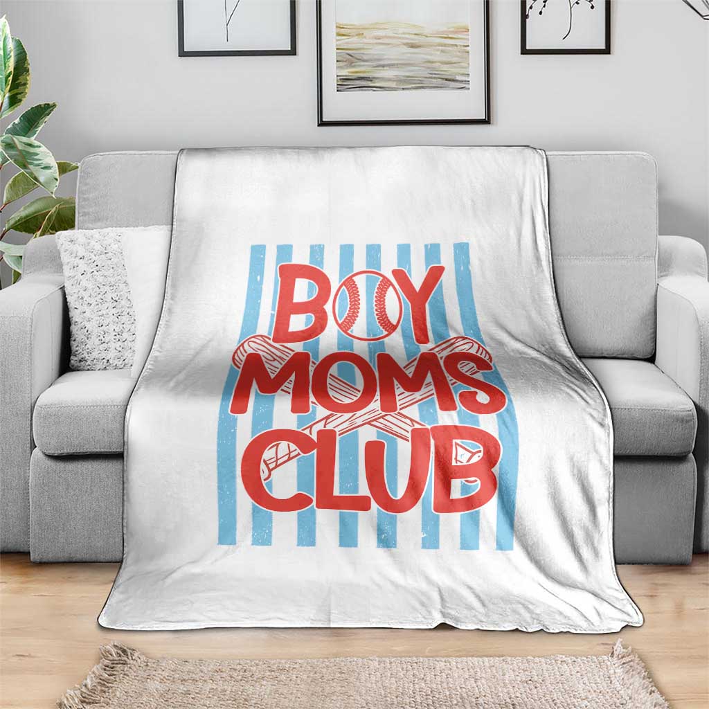 Boy Moms Club Throw Blanket Funny Motherhood Baseball Gift For Mom