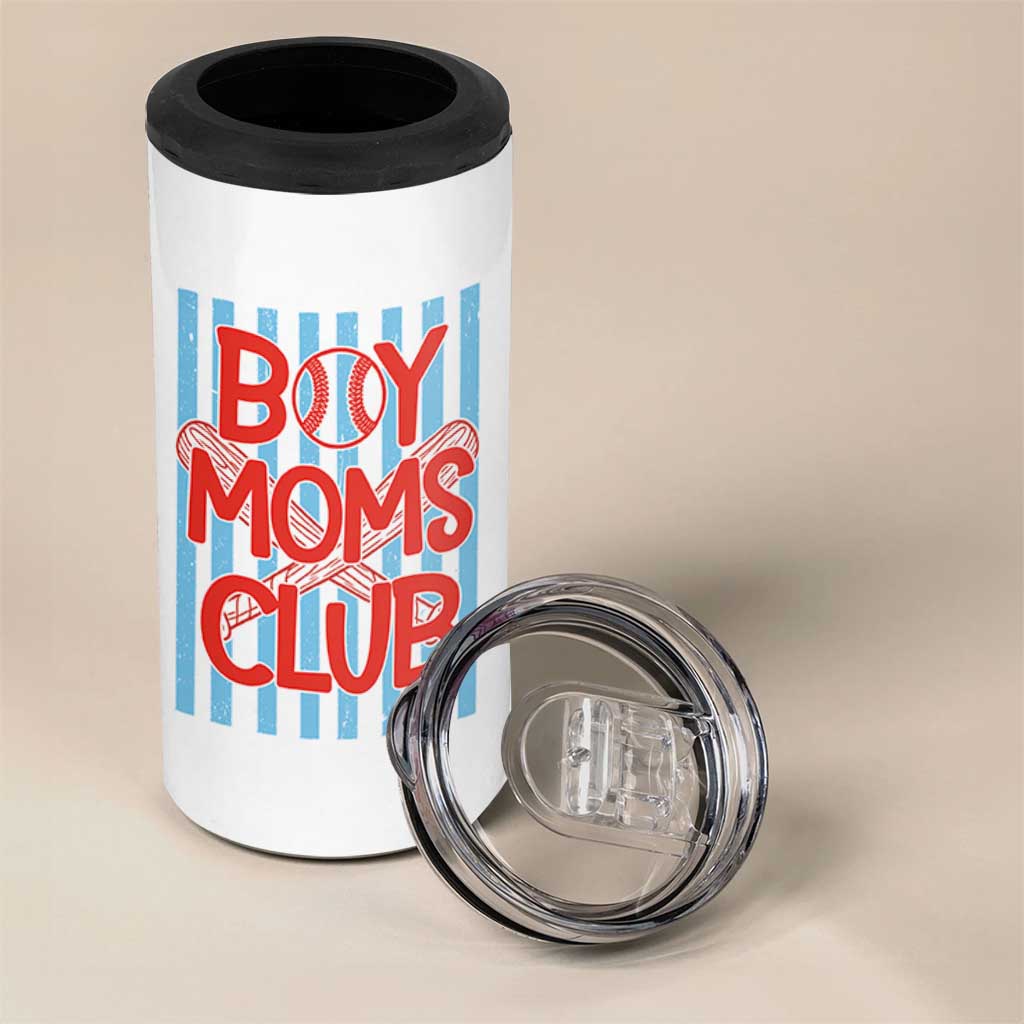 Boy Moms Club 4 in 1 Can Cooler Tumbler Funny Motherhood Baseball Gift For Mom