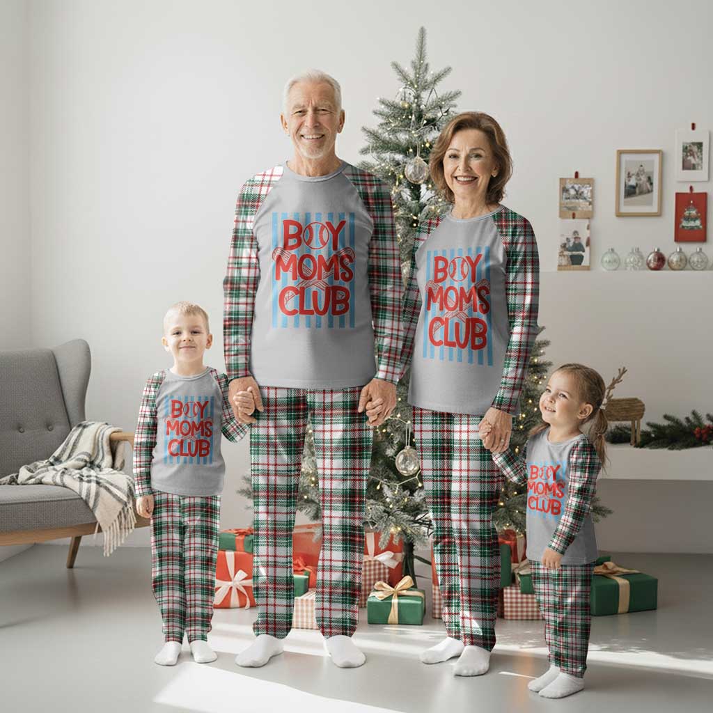 Boy Moms Club Plaid Pajama Set Funny Motherhood Baseball Gift For Mom