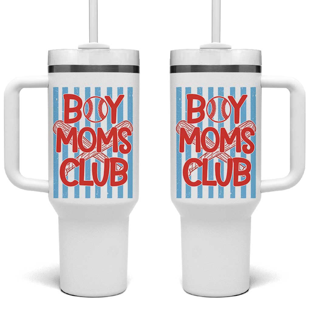 Boy Moms Club Tumbler With Handle Funny Motherhood Baseball Gift For Mom
