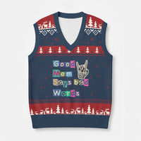 Good Moms Say Bad Words V-Neck Knit Sweater Vest Funny Sarcastic Mom Mother’s Day Gift