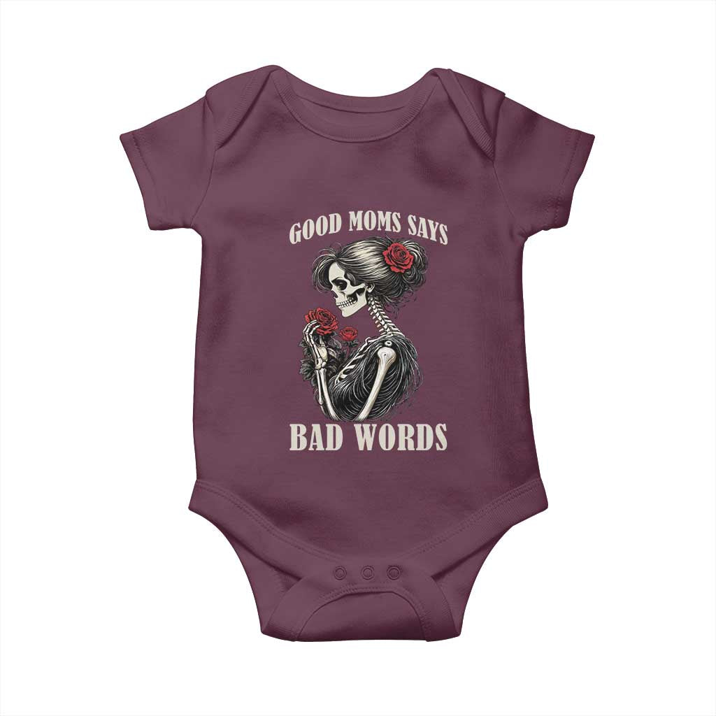 Good Moms Say Bad Words Baby Onesie Funny Sarcastic Skeleton Mom Mother’s Day