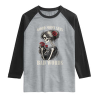 Good Moms Say Bad Words Raglan Shirt Funny Sarcastic Skeleton Mom Mother’s Day