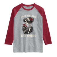 Good Moms Say Bad Words Raglan Shirt Funny Sarcastic Skeleton Mom Mother’s Day