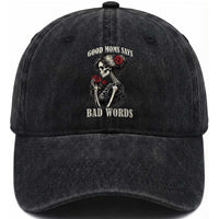 Good Moms Say Bad Words Washed Cotton Baseball Cap Funny Sarcastic Skeleton Mom Mother’s Day