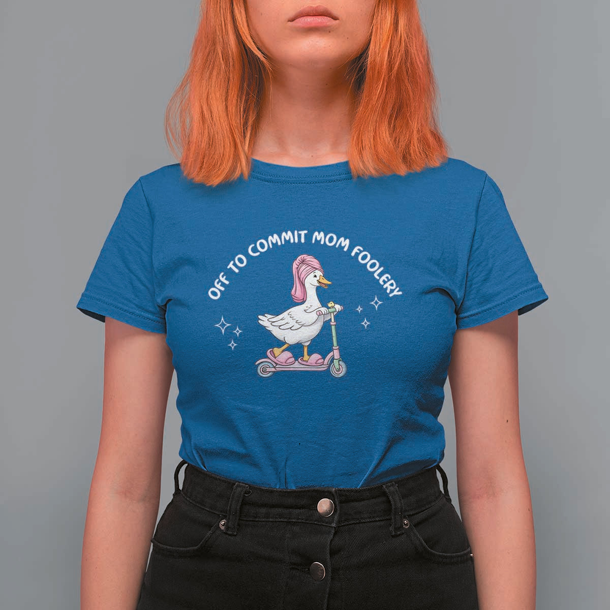 Funny Goose Mom T Shirt For Women Off To Commit Mom Foolery