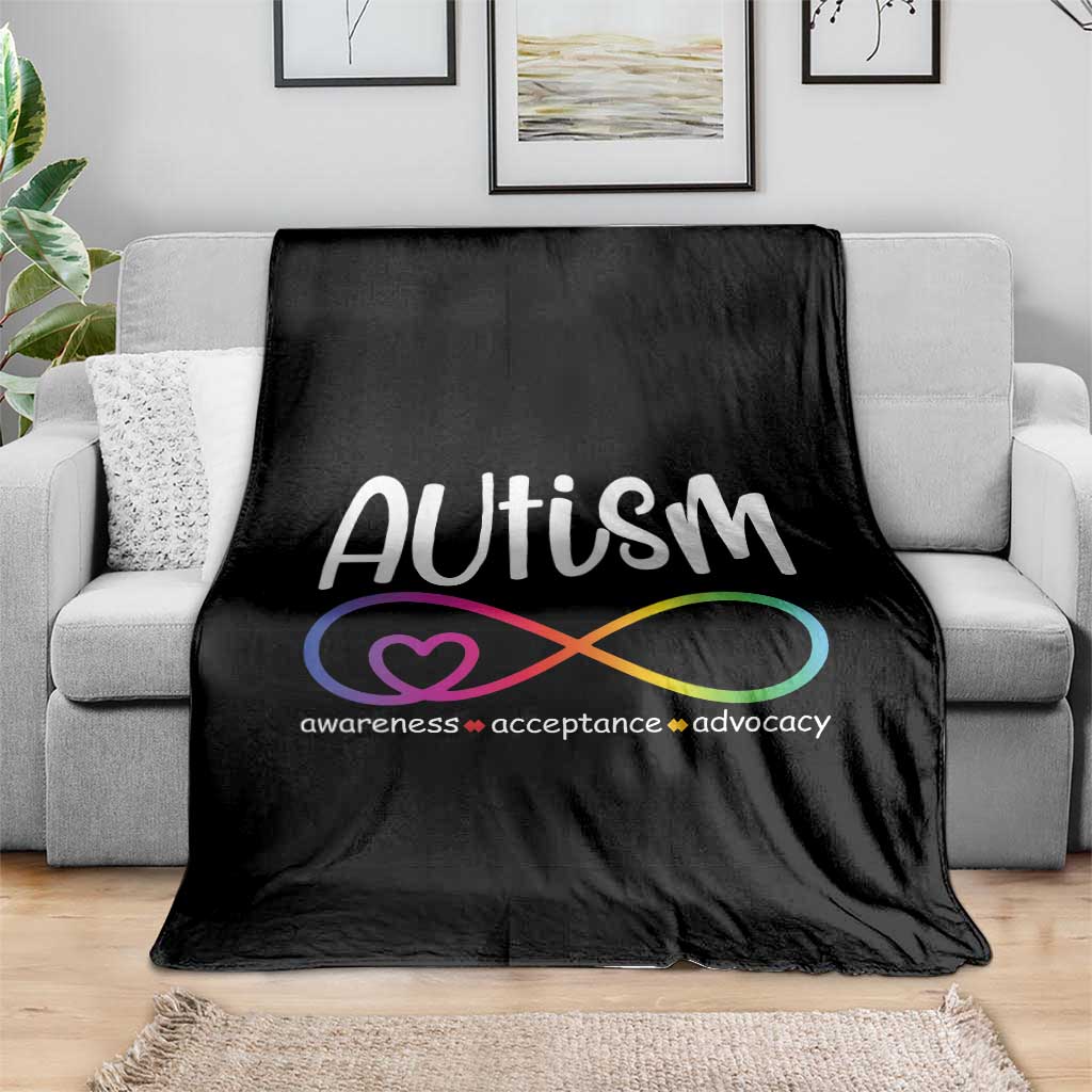 Autism Acceptance Throw Blanket Neurodivergent Support Infinity Symbol