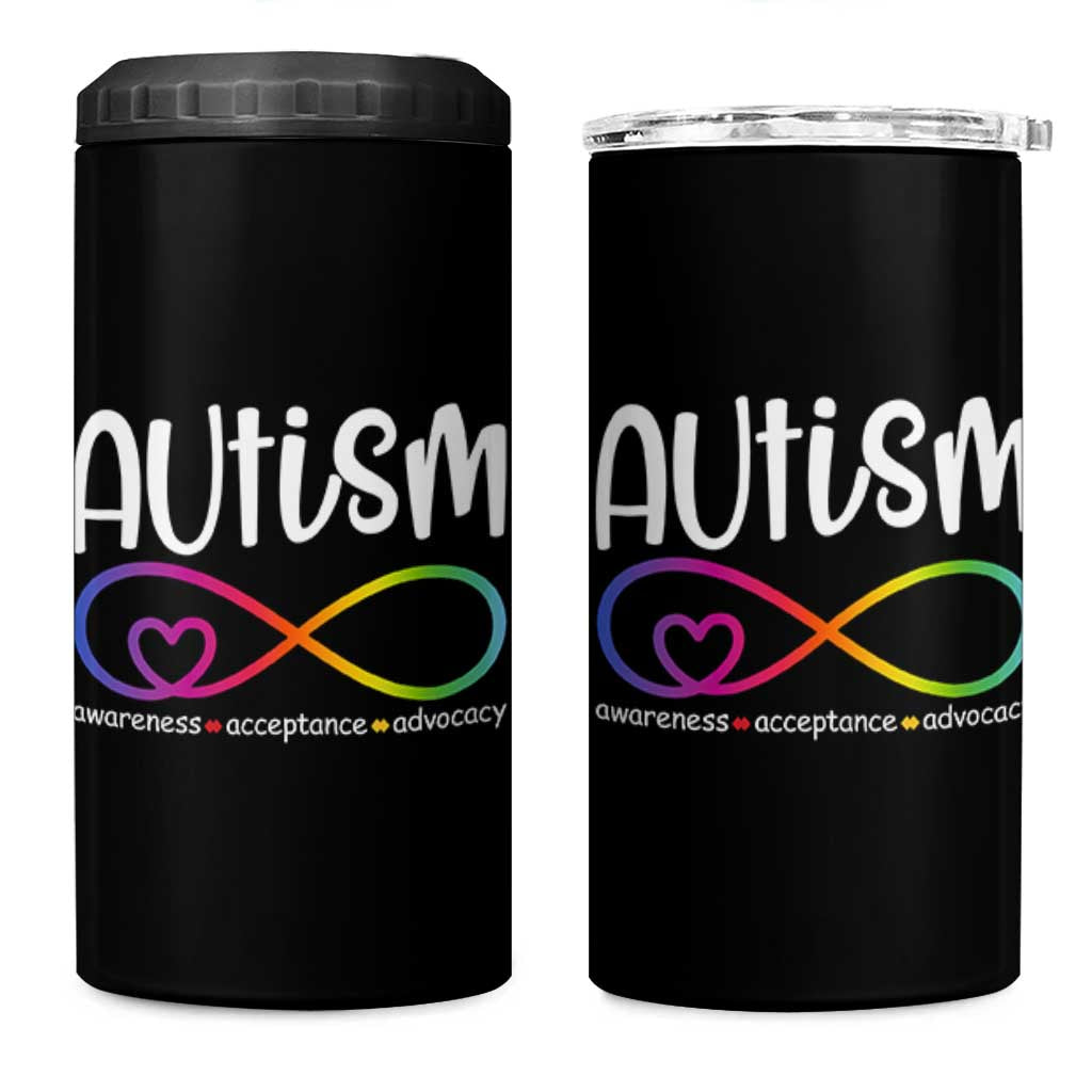 Autism Acceptance 4 in 1 Can Cooler Tumbler Neurodivergent Support Infinity Symbol