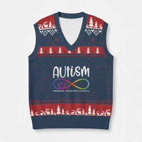 Autism Acceptance V-Neck Knit Sweater Vest Neurodivergent Support Infinity Symbol