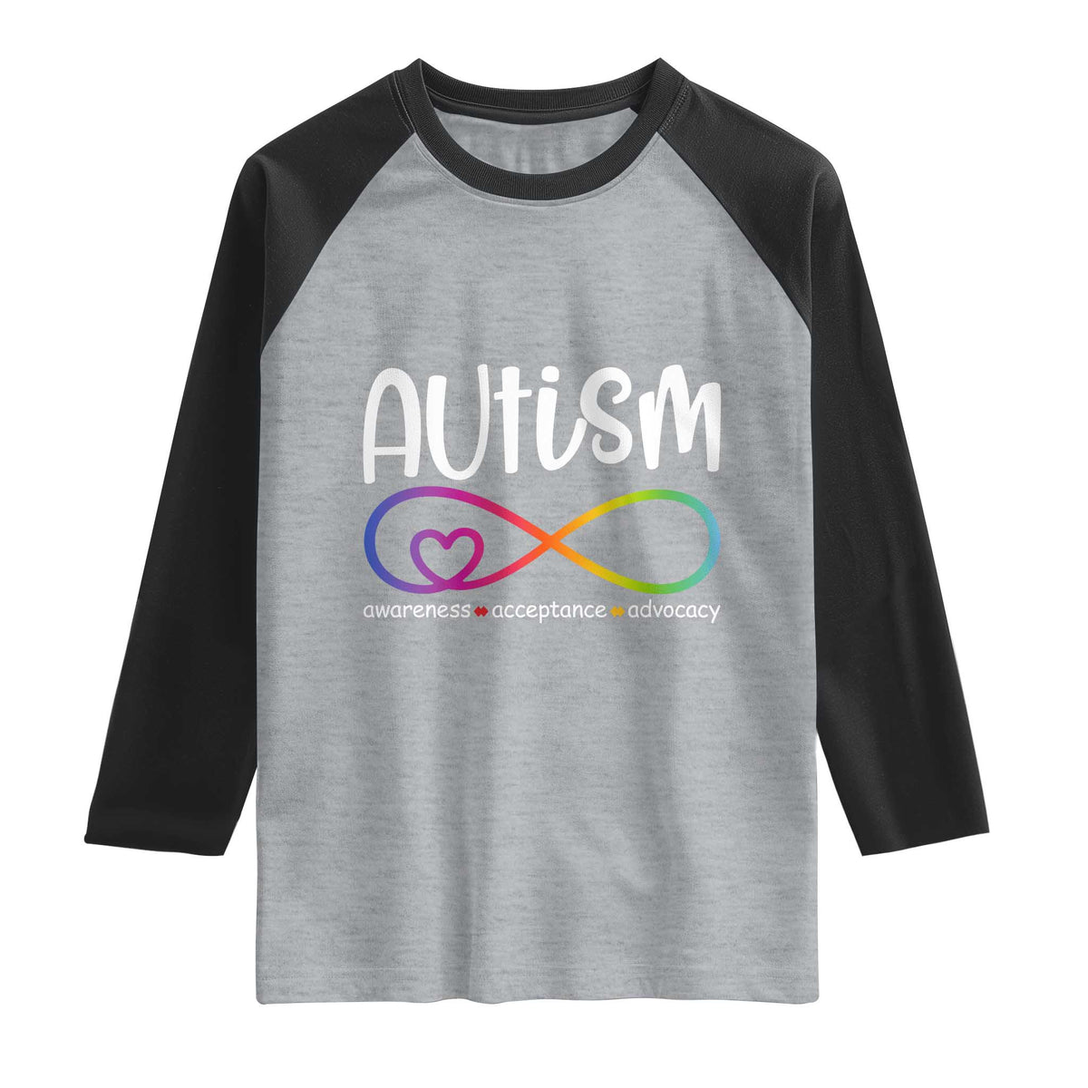 Autism Acceptance Raglan Shirt Neurodivergent Support Infinity Symbol