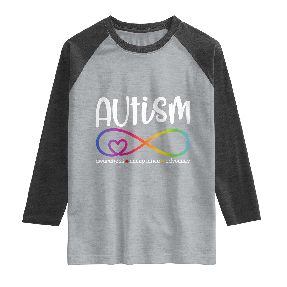 Autism Acceptance Raglan Shirt Neurodivergent Support Infinity Symbol