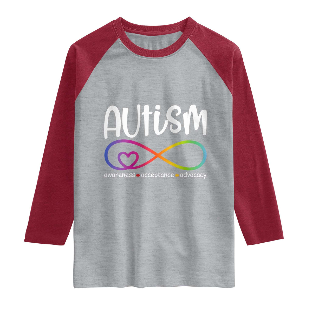 Autism Acceptance Raglan Shirt Neurodivergent Support Infinity Symbol