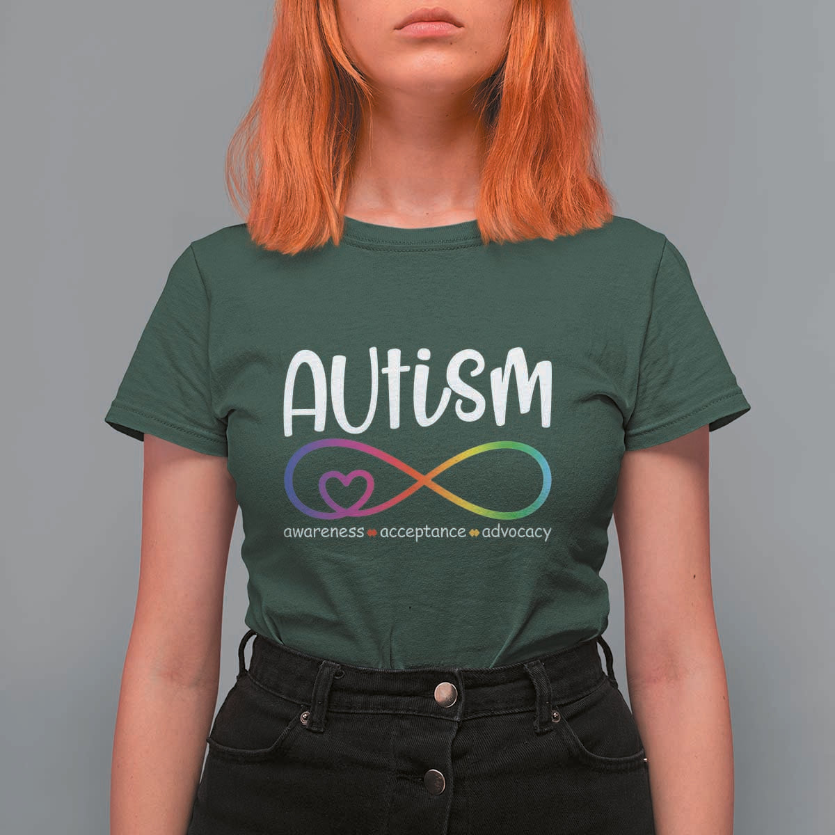 Autism Acceptance T Shirt For Women Neurodivergent Support Infinity Symbol
