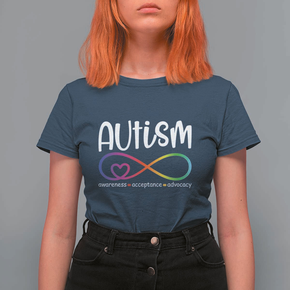 Autism Acceptance T Shirt For Women Neurodivergent Support Infinity Symbol