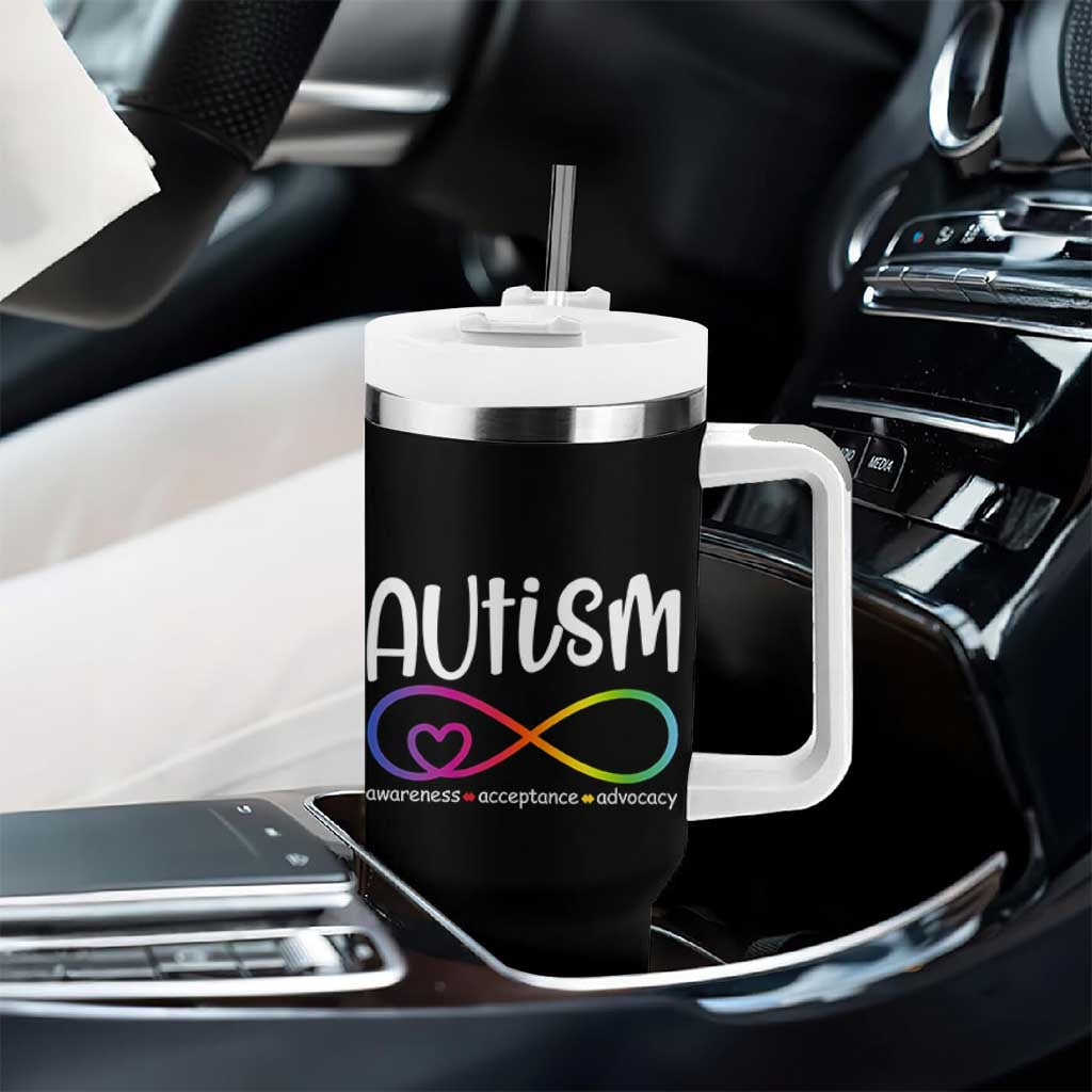 Autism Acceptance Tumbler With Handle Neurodivergent Support Infinity Symbol
