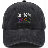 Autism Acceptance Washed Cotton Baseball Cap Neurodivergent Support Infinity Symbol