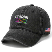 Autism Acceptance Washed Cotton Baseball Cap Neurodivergent Support Infinity Symbol