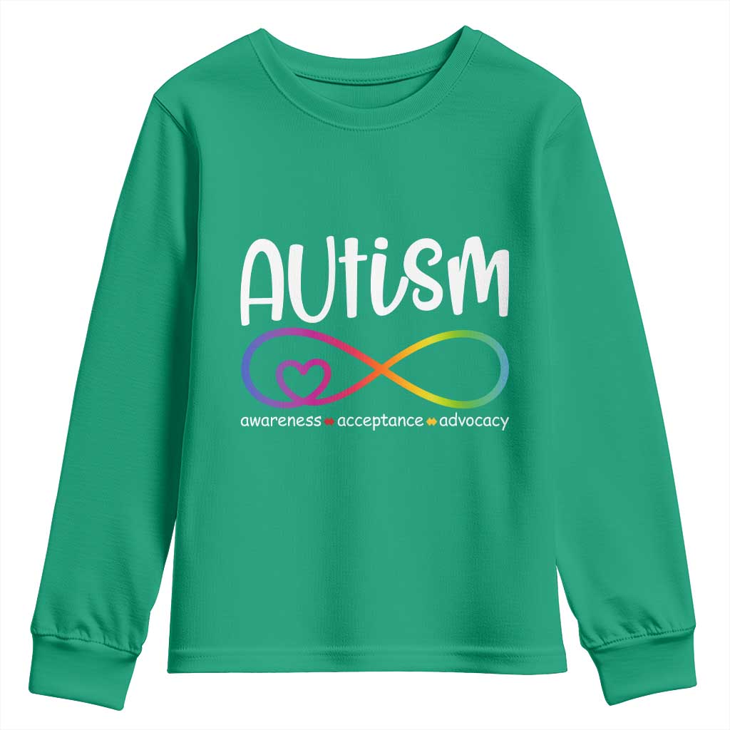 Autism Acceptance Youth Sweatshirt Neurodivergent Support Infinity Symbol
