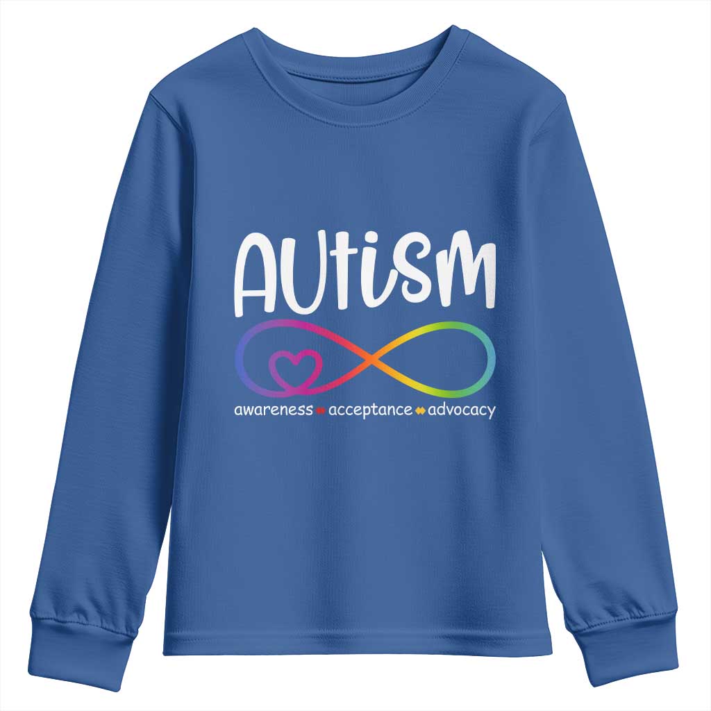 Autism Acceptance Youth Sweatshirt Neurodivergent Support Infinity Symbol
