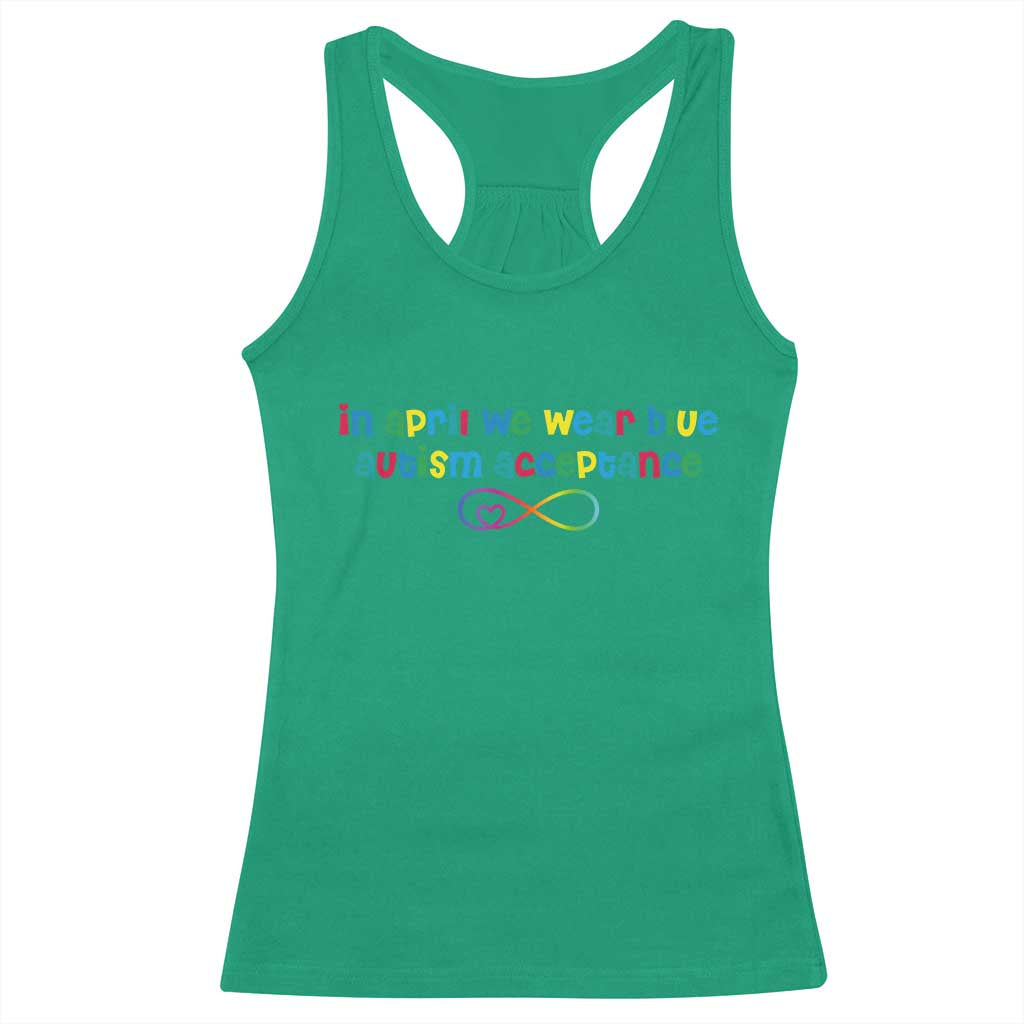 Autism Acceptance Racerback Tank Top Neurodivergent Support Infinity Heart Symbol