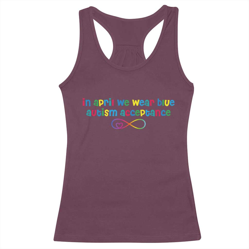 Autism Acceptance Racerback Tank Top Neurodivergent Support Infinity Heart Symbol