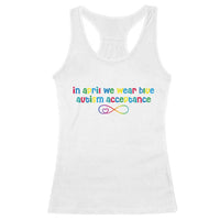 Autism Acceptance Racerback Tank Top Neurodivergent Support Infinity Heart Symbol