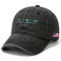 Autism Acceptance Washed Cotton Baseball Cap Neurodivergent Support Infinity Heart Symbol