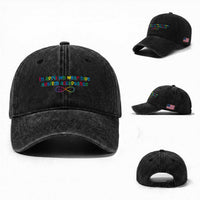 Autism Acceptance Washed Cotton Baseball Cap Neurodivergent Support Infinity Heart Symbol