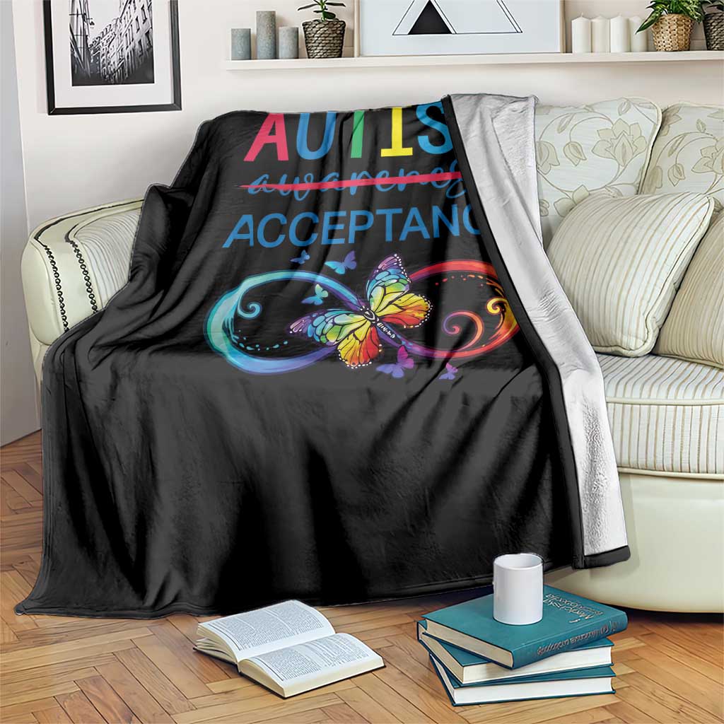 Autism Acceptance Throw Blanket Neurodivergent Support Infinity Butterfly Symbol