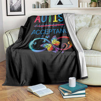 Autism Acceptance Throw Blanket Neurodivergent Support Infinity Butterfly Symbol