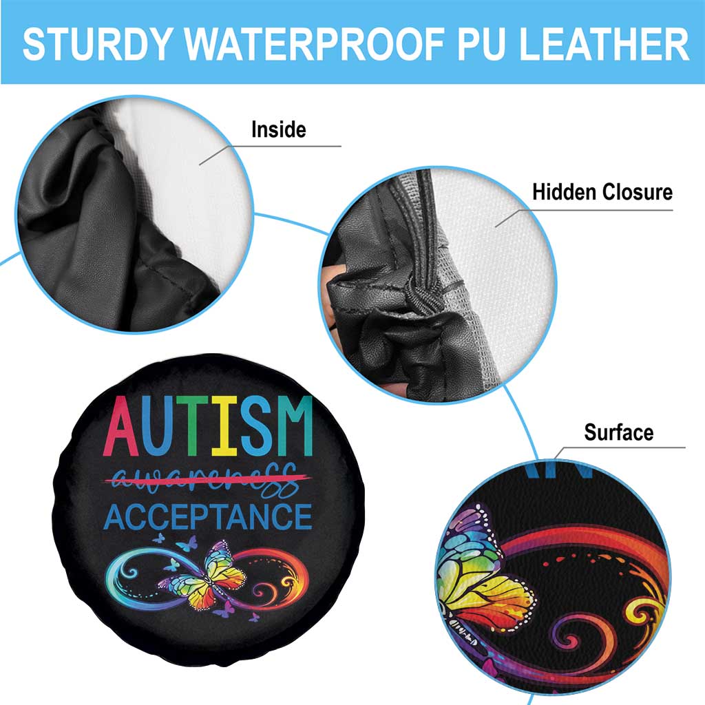 Autism Acceptance Spare Tire Cover Neurodivergent Support Infinity Butterfly Symbol