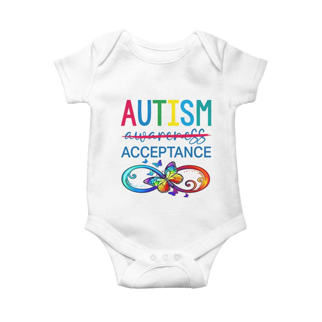 Autism Acceptance Baby Onesie Neurodivergent Support Infinity Butterfly Symbol
