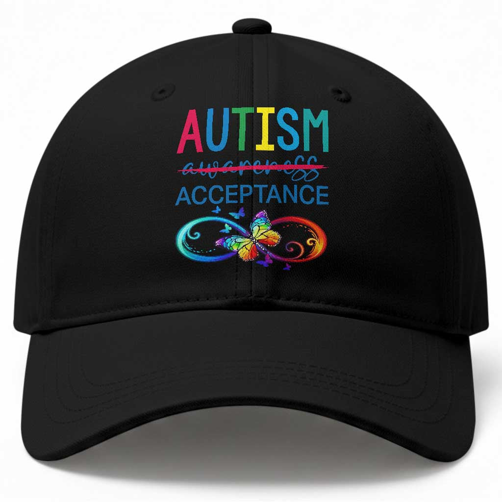 Autism Acceptance Baseball Cap Neurodivergent Support Infinity Butterfly Symbol