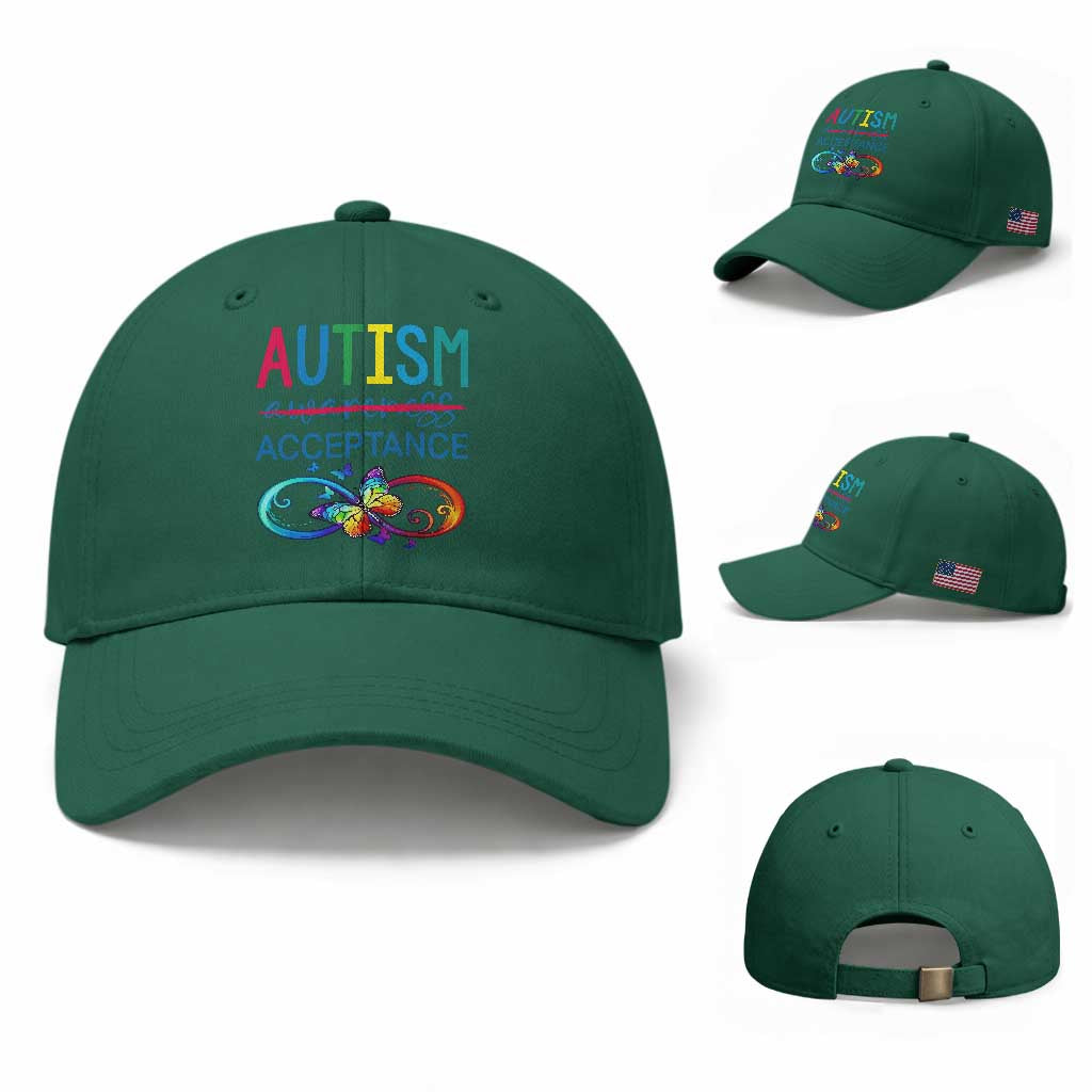 Autism Acceptance Baseball Cap Neurodivergent Support Infinity Butterfly Symbol