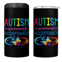 Autism Acceptance 4 in 1 Can Cooler Tumbler Neurodivergent Support Infinity Butterfly Symbol